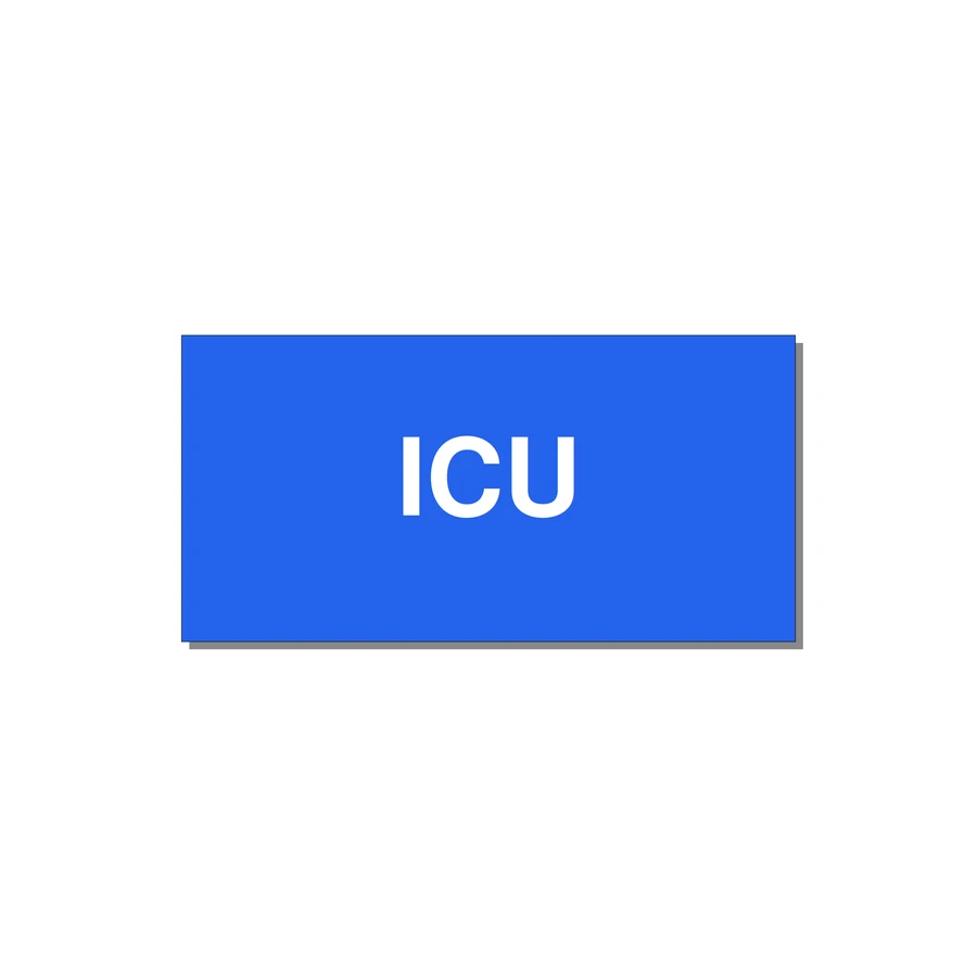 4.0x2.0" Safety Label - ICU — 4x2" White on Blue, Adhesive