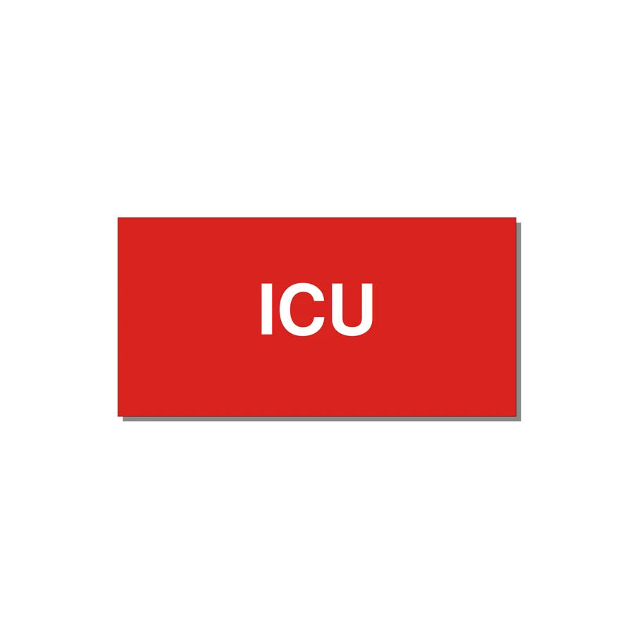 4.0x2.0" Safety Label - ICU — 4x2" White on Red, Adhesive