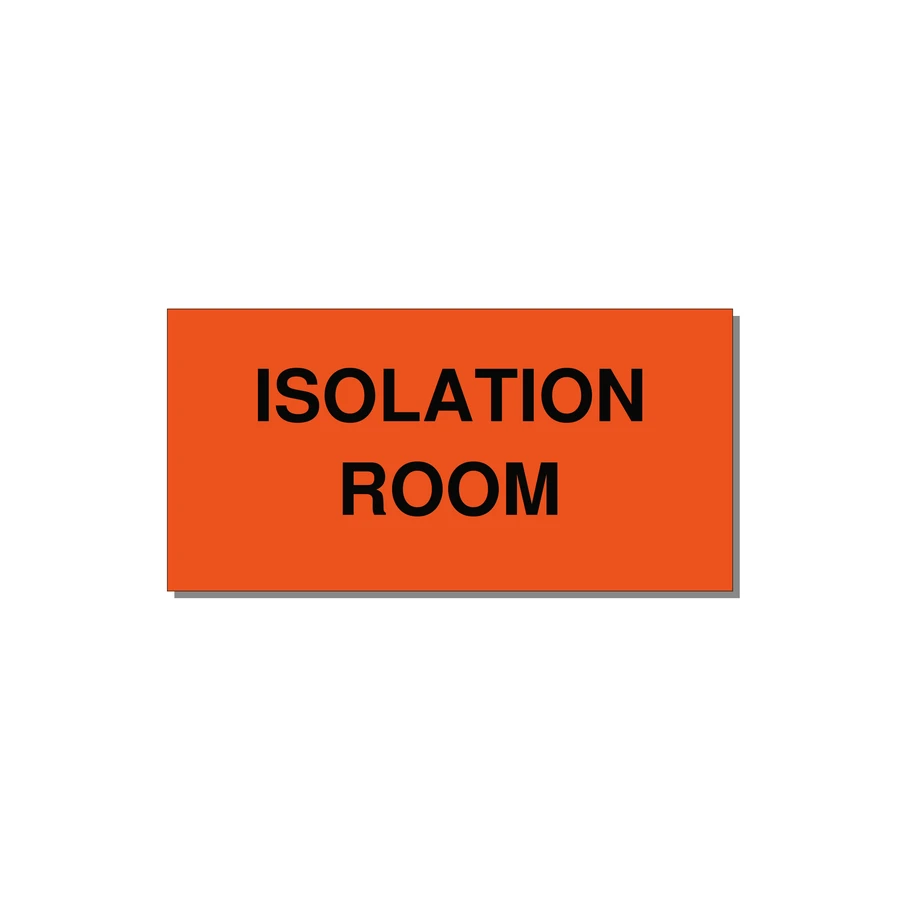 4.0x2.0" Safety Label - ISOLATION ROOM — 4x2" Black on Orange, Adhesive