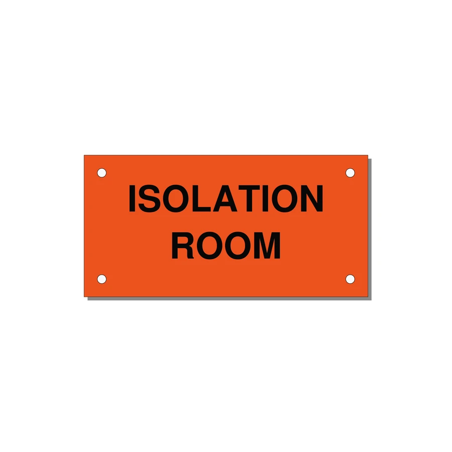 4.0x2.0" Safety Label - ISOLATION ROOM — 4x2" Black on Orange, Holes