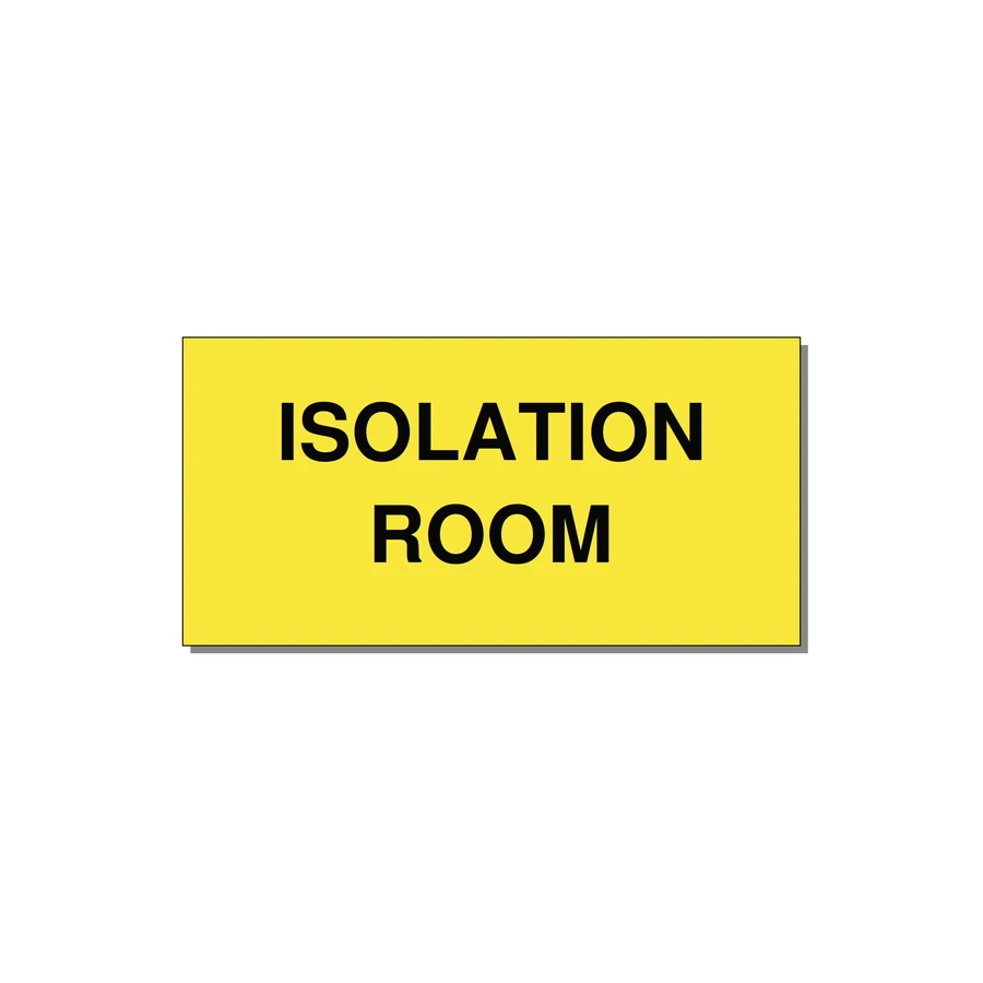 4.0x2.0" Safety Label - ISOLATION ROOM — 4x2" Black on Yellow, Adhesive