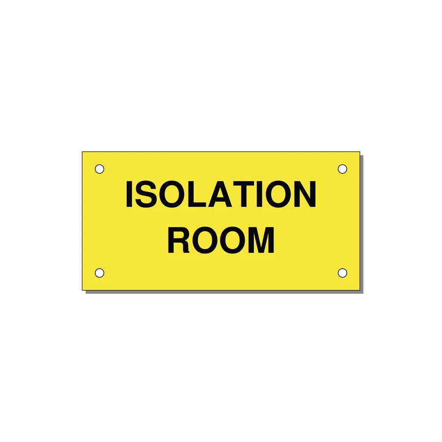 4.0x2.0" Safety Label - ISOLATION ROOM — 4x2" Black on Yellow, Holes