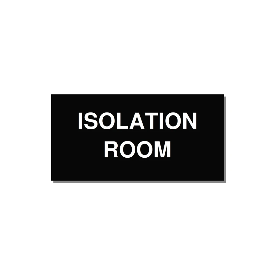 4.0x2.0" Safety Label - ISOLATION ROOM — 4x2" White on Black, Adhesive