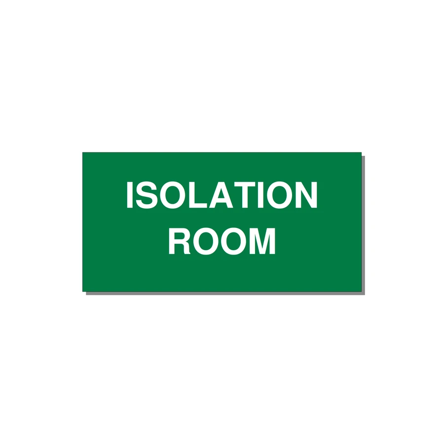 4.0x2.0" Safety Label - ISOLATION ROOM — 4x2" White on Green, Adhesive
