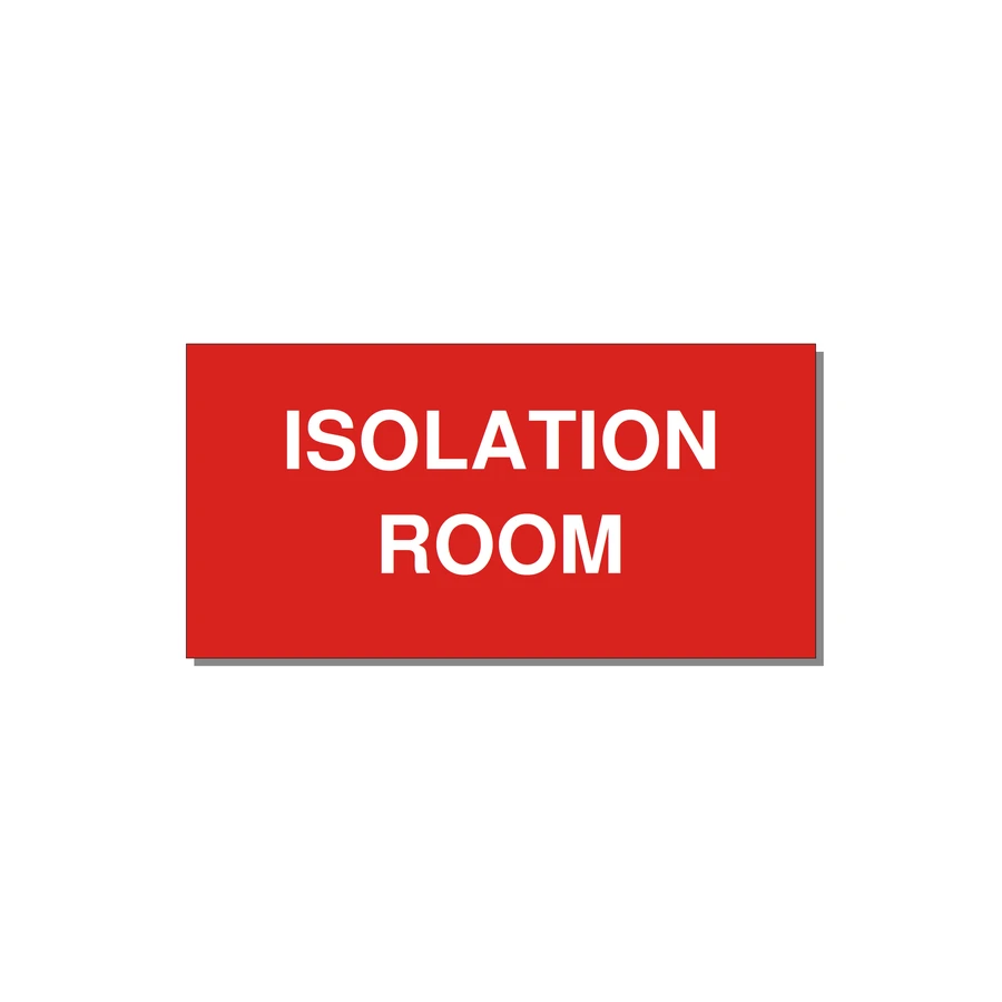4.0x2.0" Safety Label - ISOLATION ROOM — 4x2" White on Red, Adhesive