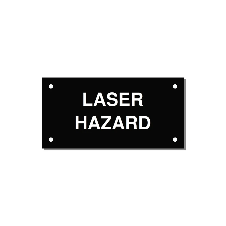 4.0x2.0" Safety Label - LASER HAZARD — 4x2" White on Black, Holes