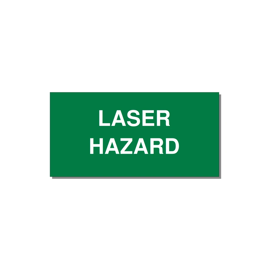 4.0x2.0" Safety Label - LASER HAZARD — 4x2" White on Green, Adhesive