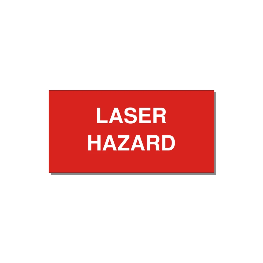 4.0x2.0" Safety Label - LASER HAZARD — 4x2" White on Red, Adhesive