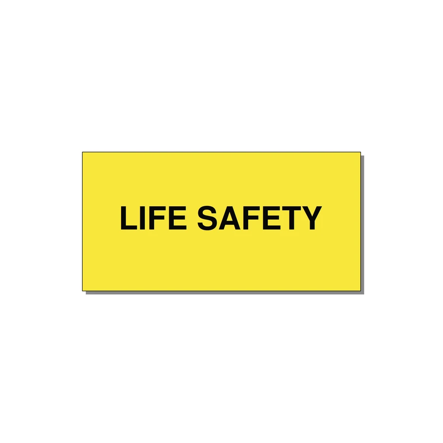 4.0x2.0" Safety Label - LIFE SAFETY — 4x2" Black on Yellow, Adhesive
