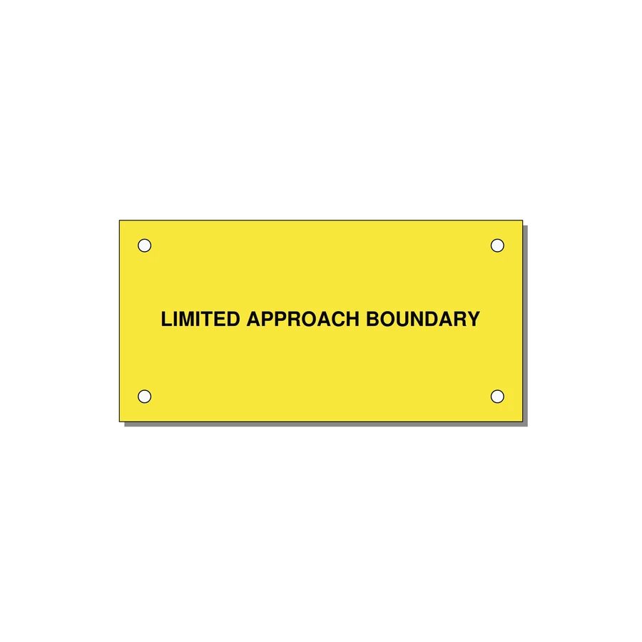 4.0x2.0" Safety Label - LIMITED APPROACH BOUNDARY — 4x2" Black on Yellow, Holes