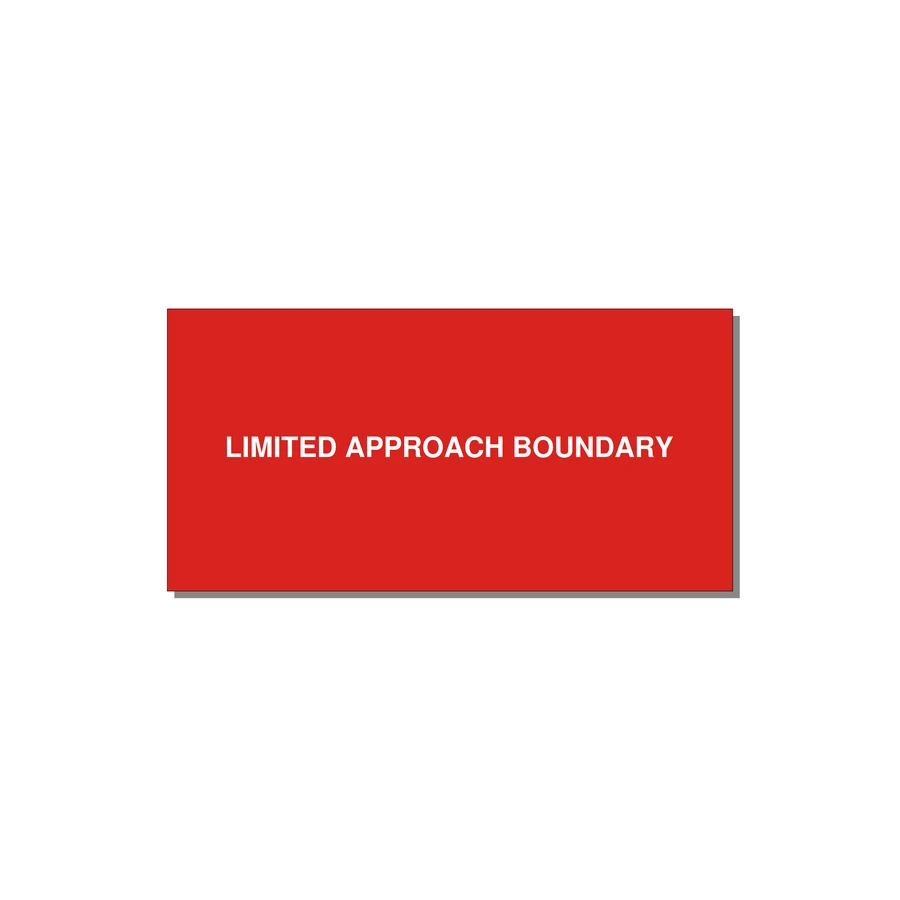 4.0x2.0" Safety Label - LIMITED APPROACH BOUNDARY — 4x2" White on Red, Adhesive