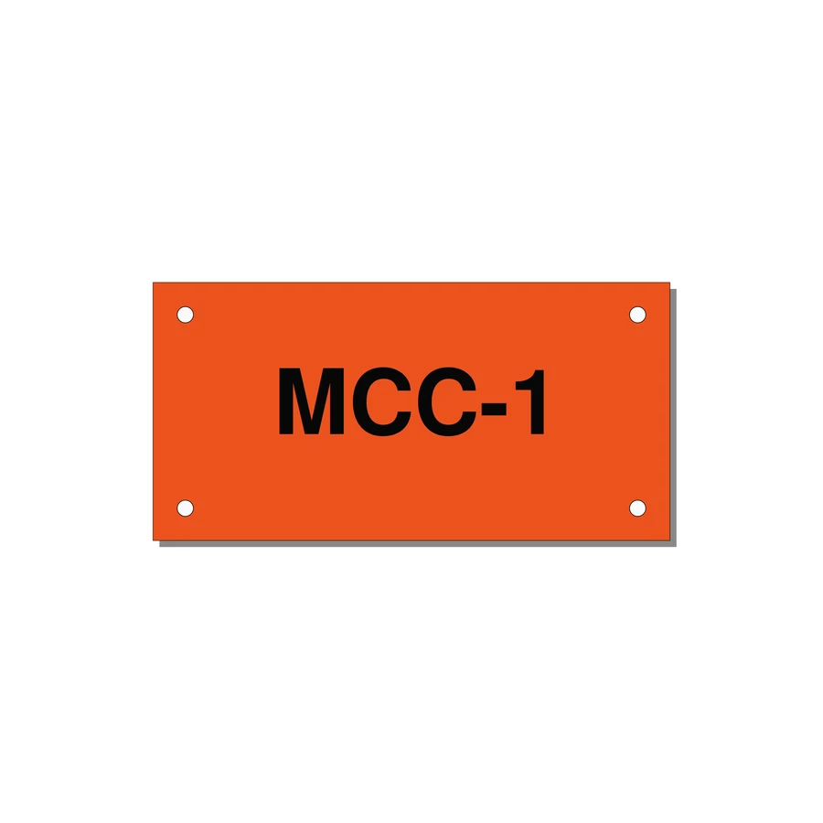 4.0x2.0" Safety Label - MCC-1 — 4x2" Black on Orange, Holes