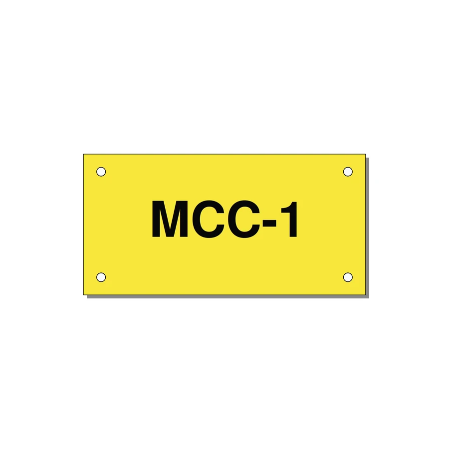 4.0x2.0" Safety Label - MCC-1 — 4x2" Black on Yellow, Holes