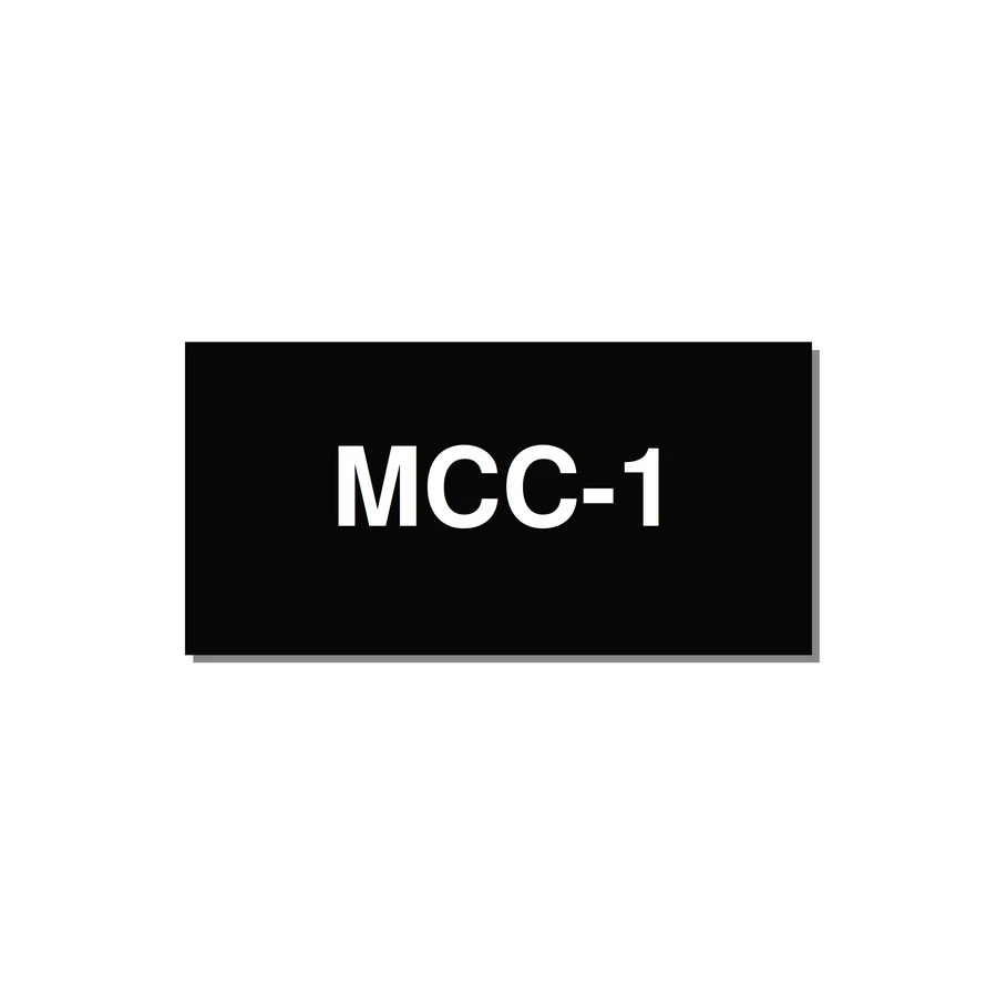 4.0x2.0" Safety Label - MCC-1 — 4x2" White on Black, Adhesive