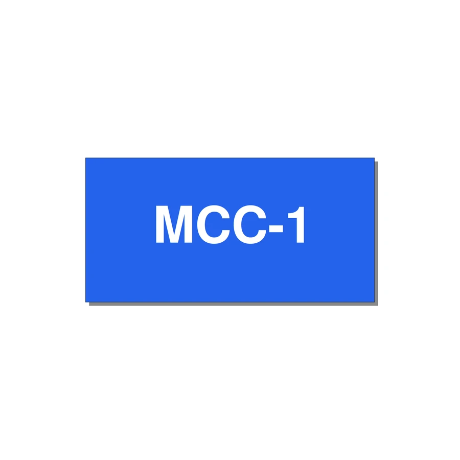 4.0x2.0" Safety Label - MCC-1 — 4x2" White on Blue, Adhesive