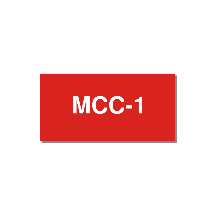4.0x2.0" Safety Label - MCC-1 — 4x2" White on Red, Adhesive
