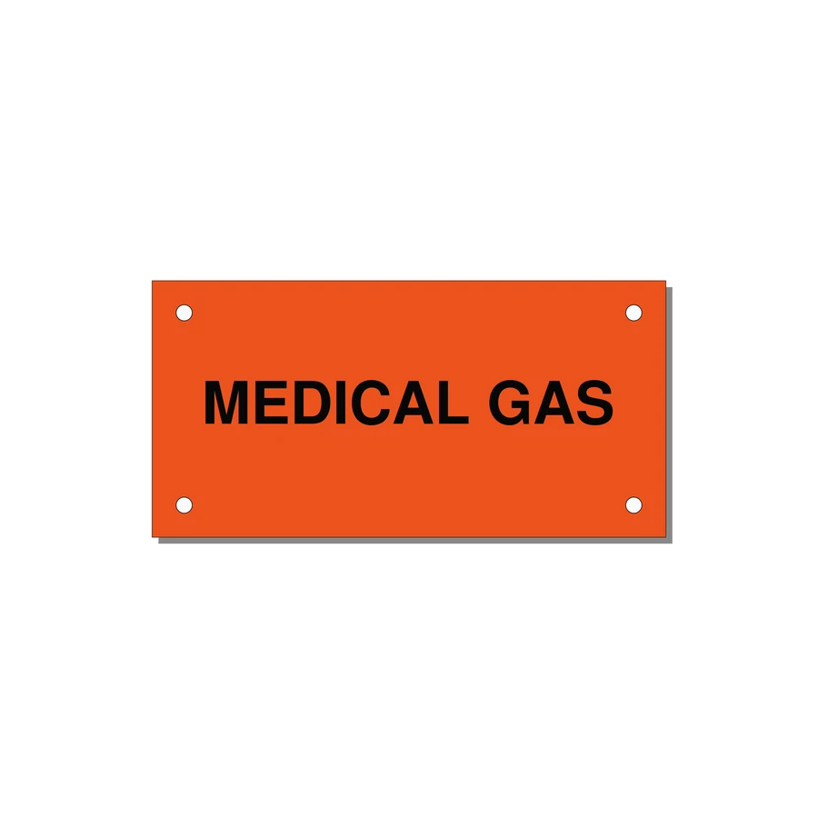 4.0x2.0" Safety Label - MEDICAL GAS — 4x2" Black on Orange, Holes