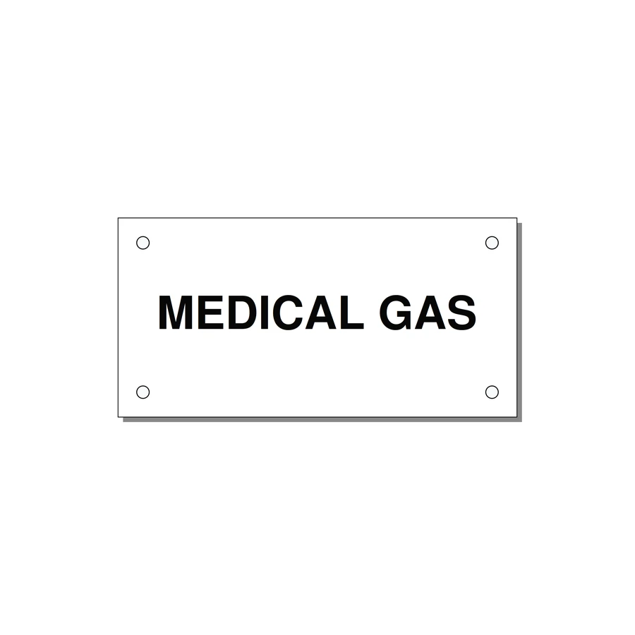 4.0x2.0" Safety Label - MEDICAL GAS — 4x2" Black on White, Holes