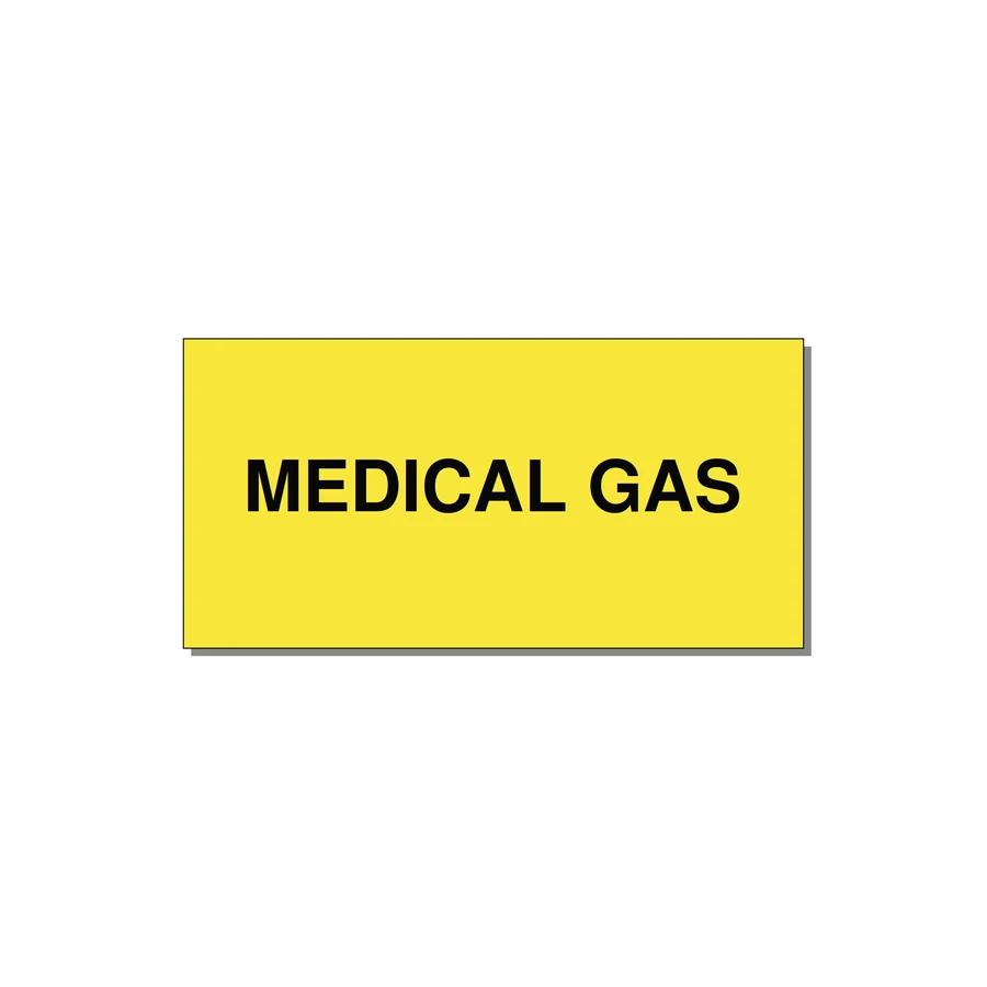 4.0x2.0" Safety Label - MEDICAL GAS — 4x2" Black on Yellow, Adhesive