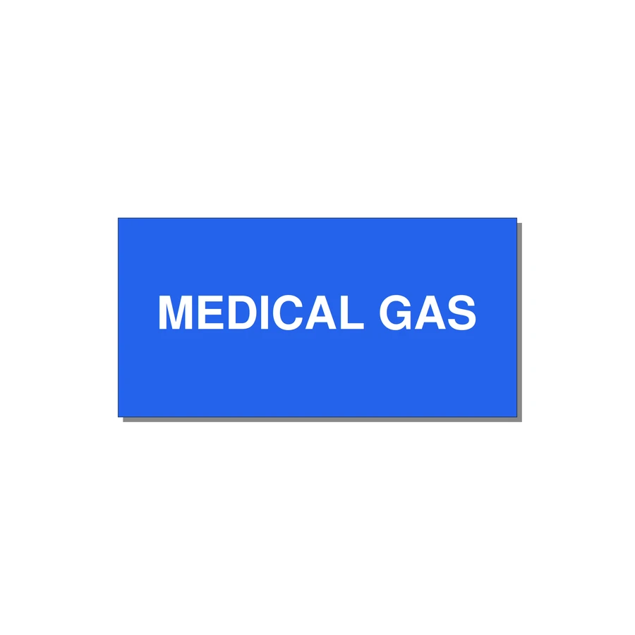 4.0x2.0" Safety Label - MEDICAL GAS — 4x2" White on Blue, Adhesive