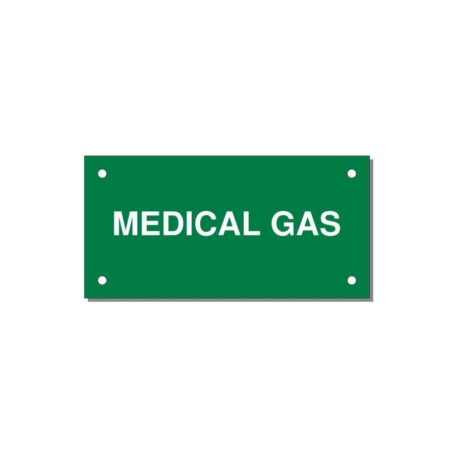 4.0x2.0" Safety Label - MEDICAL GAS — 4x2" White on Green, Holes
