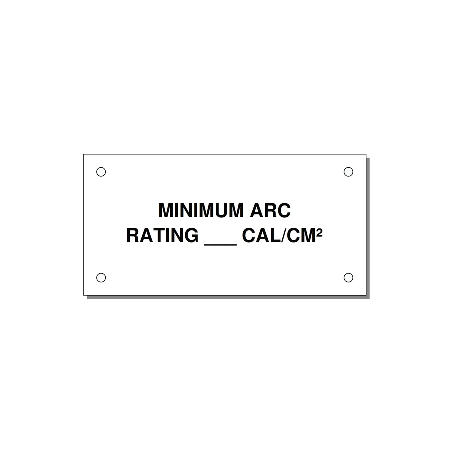 4.0x2.0" Safety Label - MINIMUM ARC RATING ___ CA — 4x2" Black on White, Holes