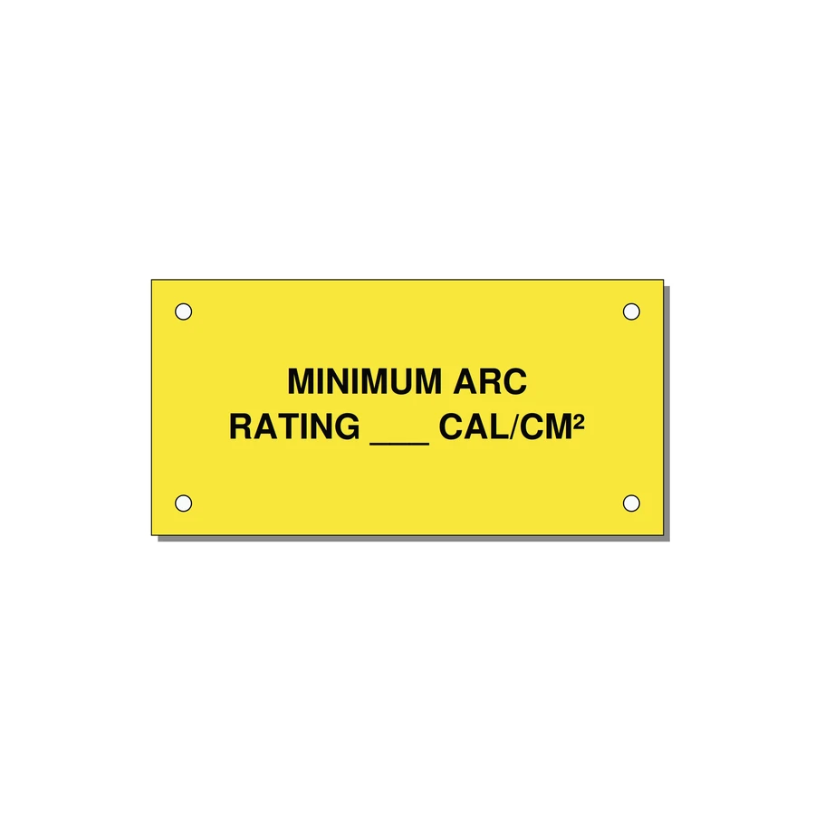 4.0x2.0" Safety Label - MINIMUM ARC RATING ___ CA — 4x2" Black on Yellow, Holes
