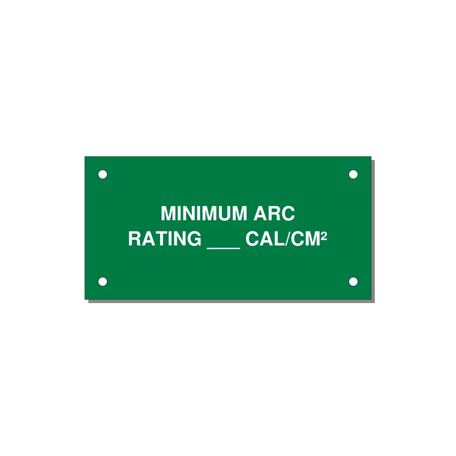 4.0x2.0" Safety Label - MINIMUM ARC RATING ___ CA — 4x2" White on Green, Holes