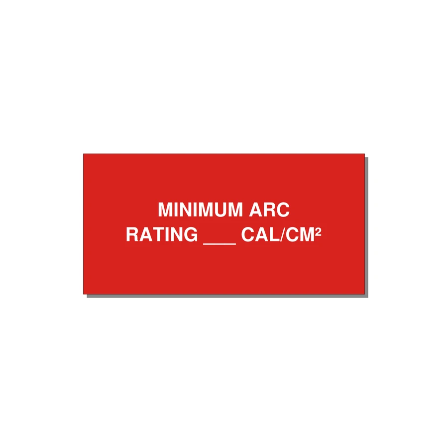 4.0x2.0" Safety Label - MINIMUM ARC RATING ___ CA — 4x2" White on Red, Adhesive