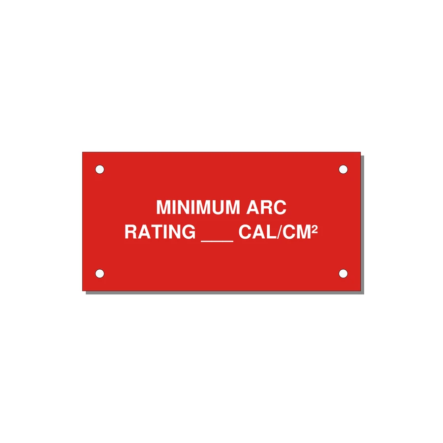 4.0x2.0" Safety Label - MINIMUM ARC RATING ___ CA — 4x2" White on Red, Holes