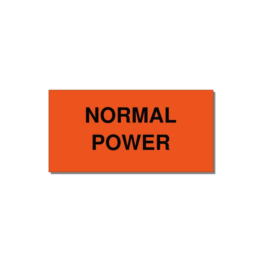4.0x2.0" Safety Label - NORMAL POWER — 4x2" Black on Orange, Adhesive