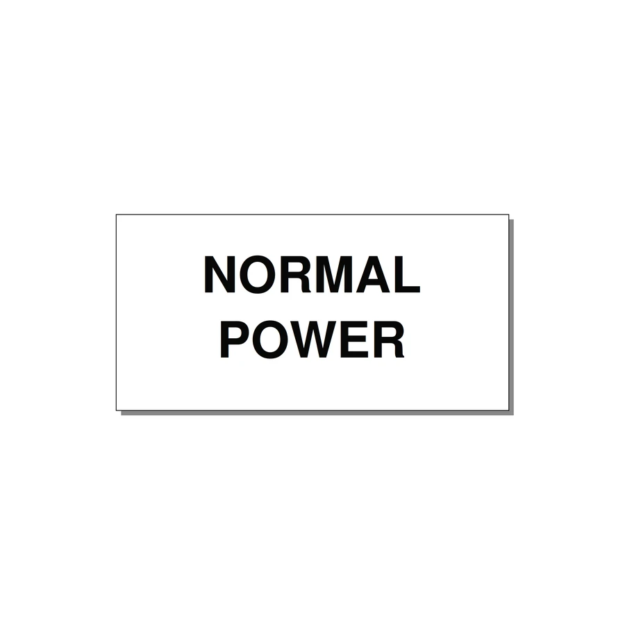 4.0x2.0" Safety Label - NORMAL POWER — 4x2" Black on White, Adhesive