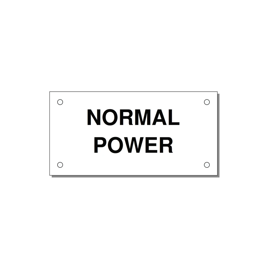 4.0x2.0" Safety Label - NORMAL POWER — 4x2" Black on White, Holes