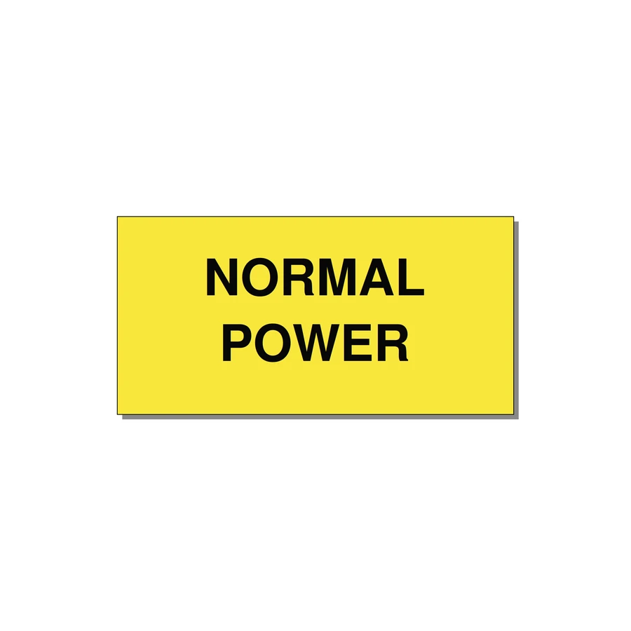 4.0x2.0" Safety Label - NORMAL POWER — 4x2" Black on Yellow, Adhesive