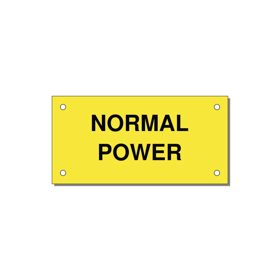 4.0x2.0" Safety Label - NORMAL POWER — 4x2" Black on Yellow, Holes