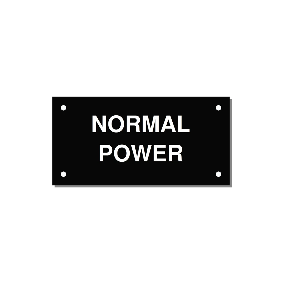 4.0x2.0" Safety Label - NORMAL POWER — 4x2" White on Black, Holes
