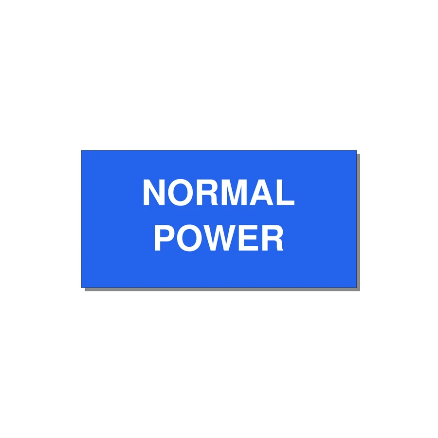 4.0x2.0" Safety Label - NORMAL POWER — 4x2" White on Blue, Adhesive