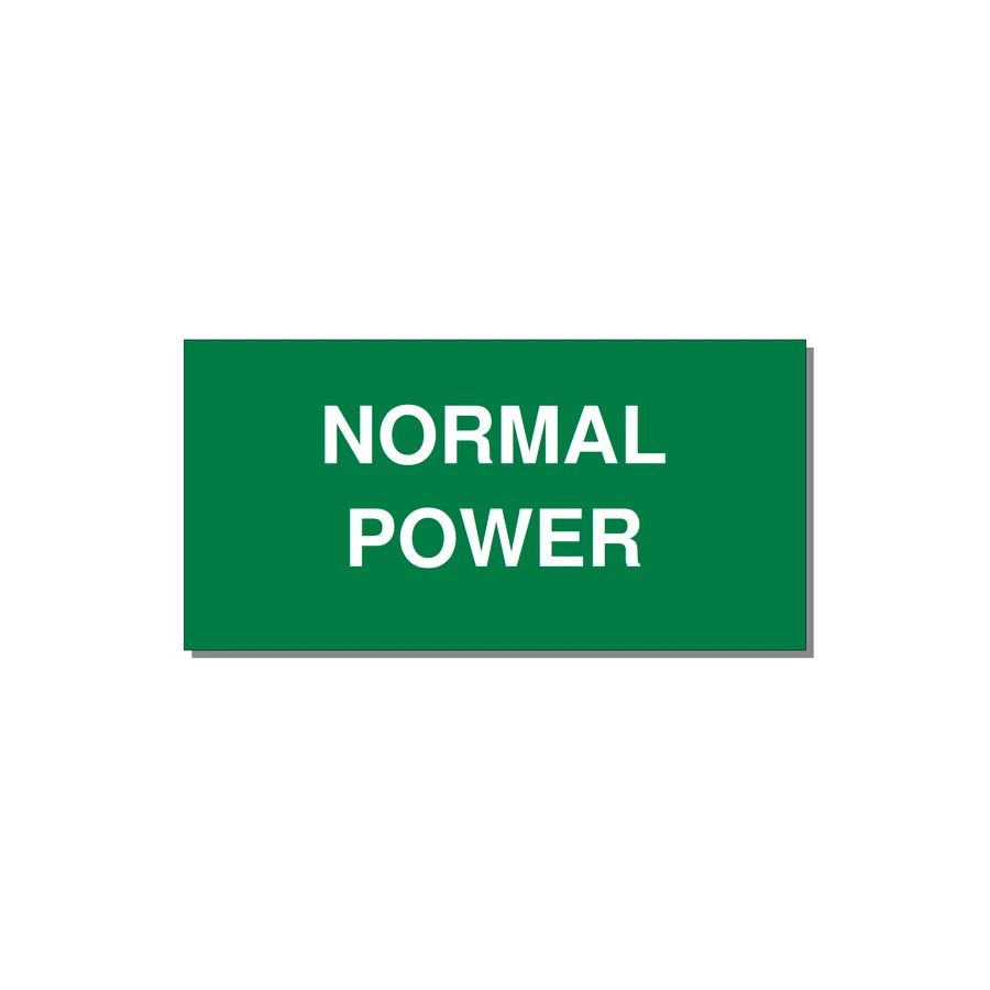 4.0x2.0" Safety Label - NORMAL POWER — 4x2" White on Green, Adhesive