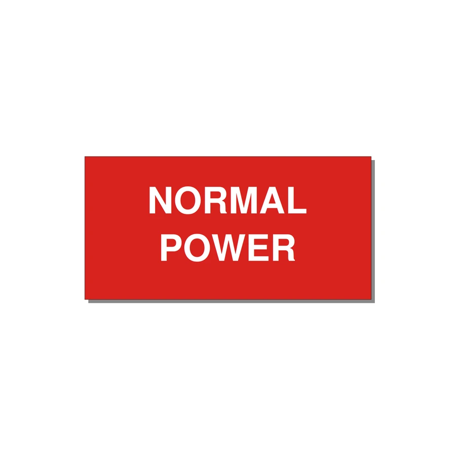 4.0x2.0" Safety Label - NORMAL POWER — 4x2" White on Red, Adhesive