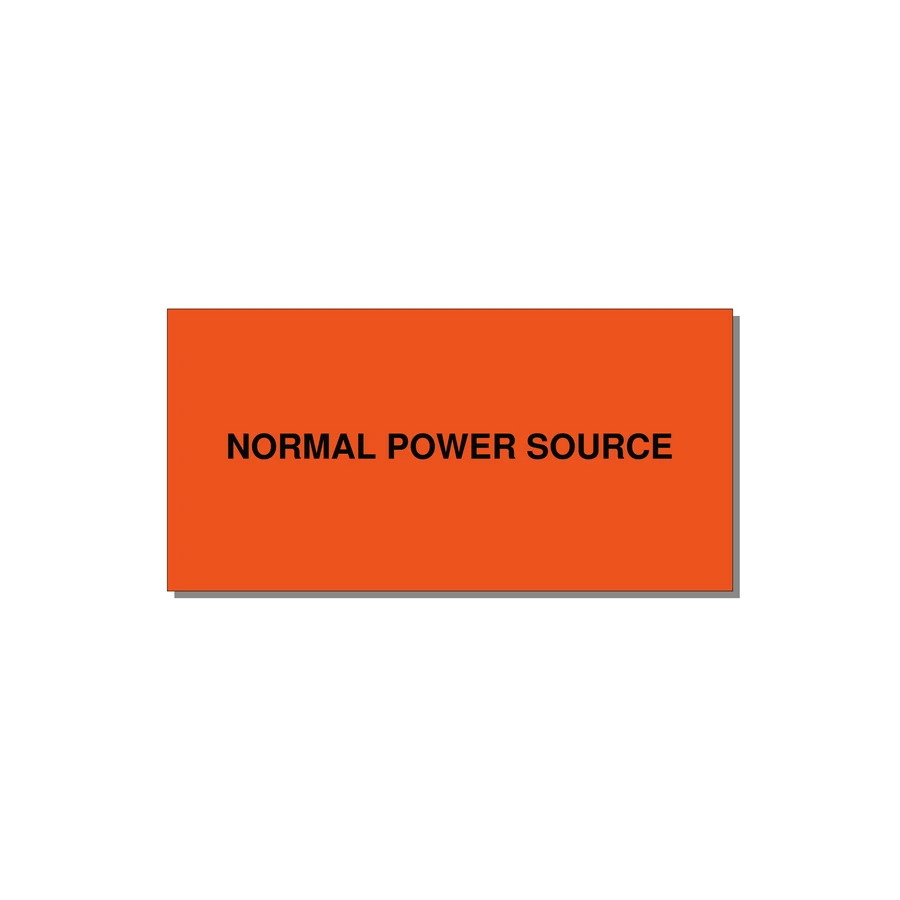 4.0x2.0" Safety Label - NORMAL POWER SOURCE — 4x2" Black on Orange, Adhesive