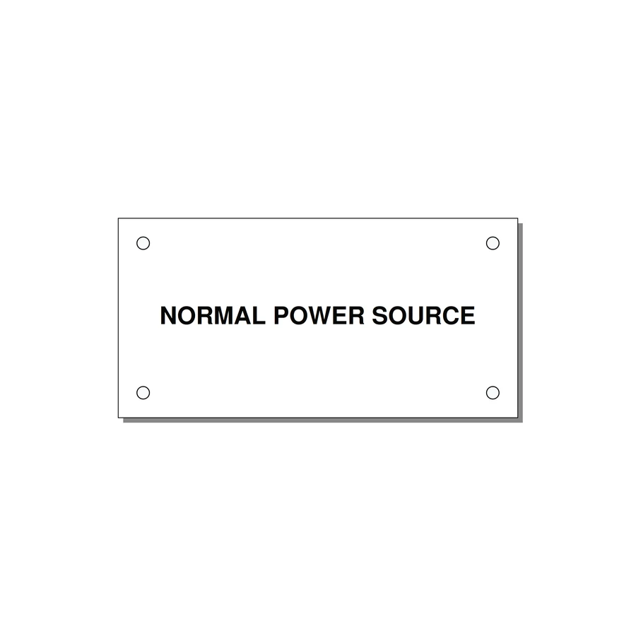 4.0x2.0" Safety Label - NORMAL POWER SOURCE — 4x2" Black on White, Holes