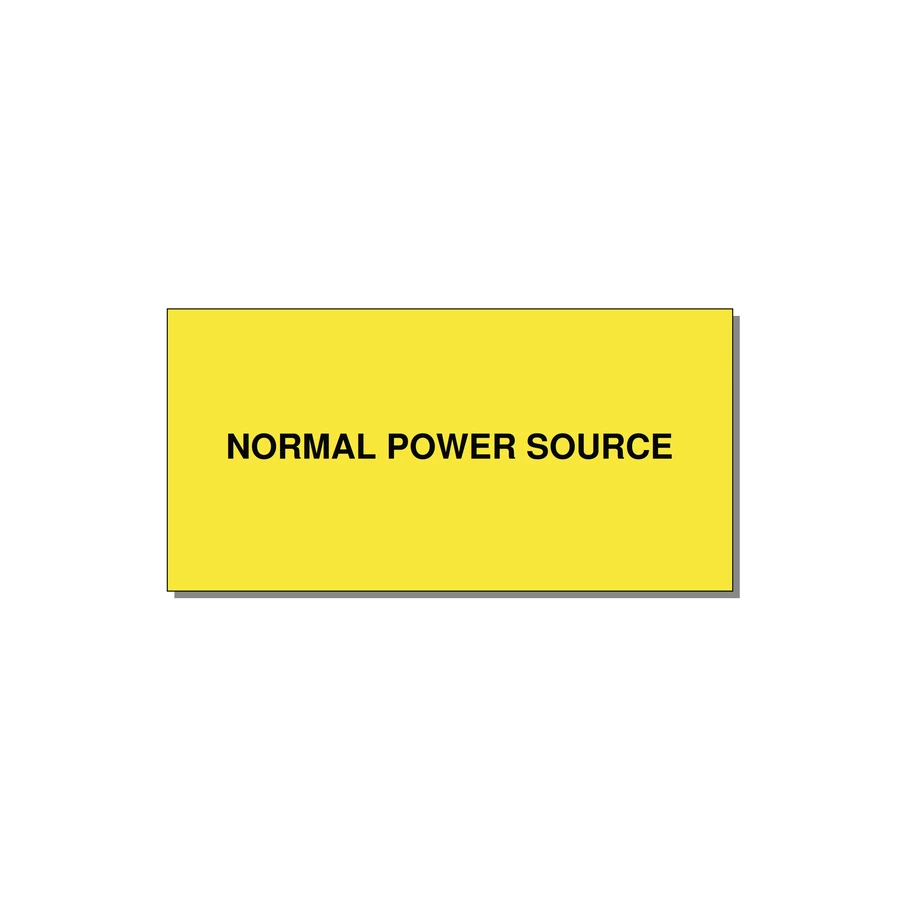 4.0x2.0" Safety Label - NORMAL POWER SOURCE — 4x2" Black on Yellow, Adhesive
