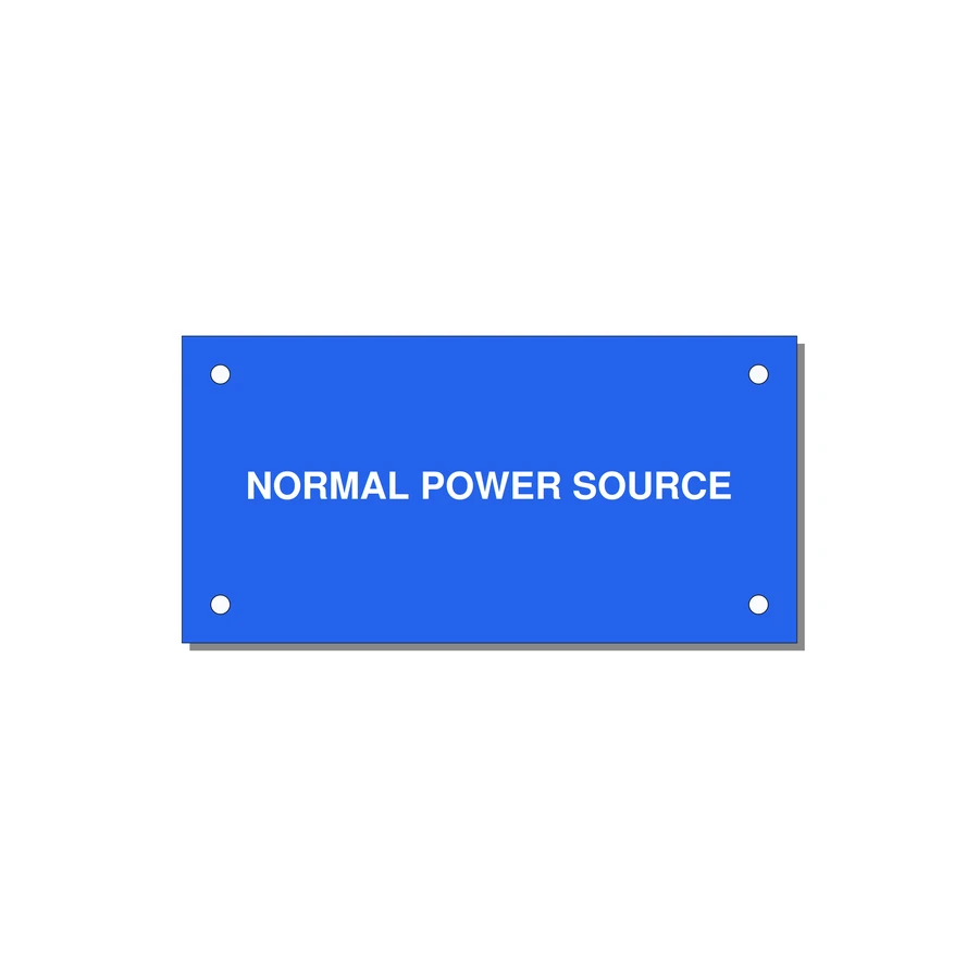 4.0x2.0" Safety Label - NORMAL POWER SOURCE — 4x2" White on Blue, Holes