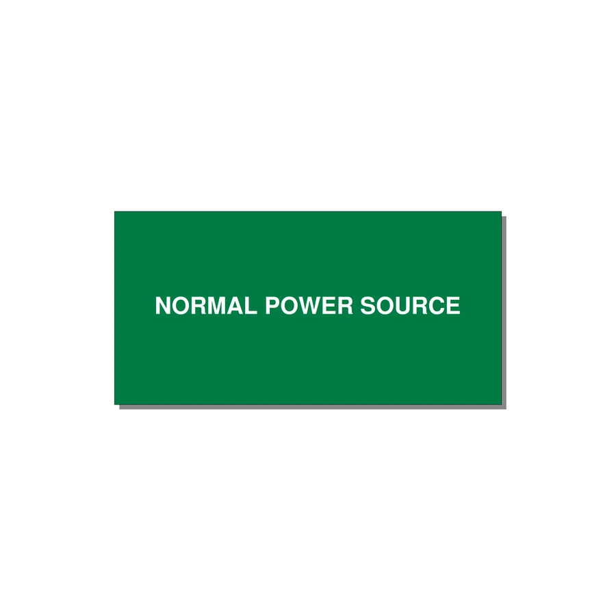 4.0x2.0" Safety Label - NORMAL POWER SOURCE — 4x2" White on Green, Adhesive
