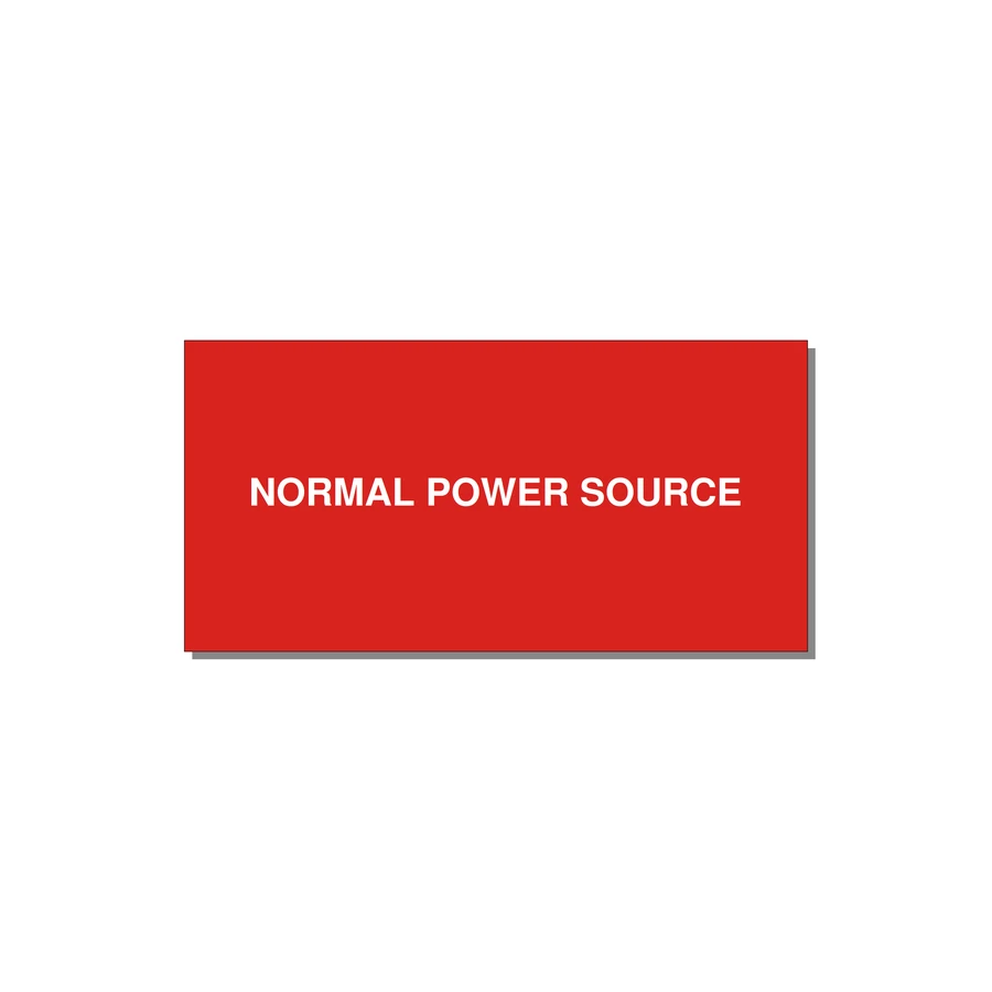 4.0x2.0" Safety Label - NORMAL POWER SOURCE — 4x2" White on Red, Adhesive