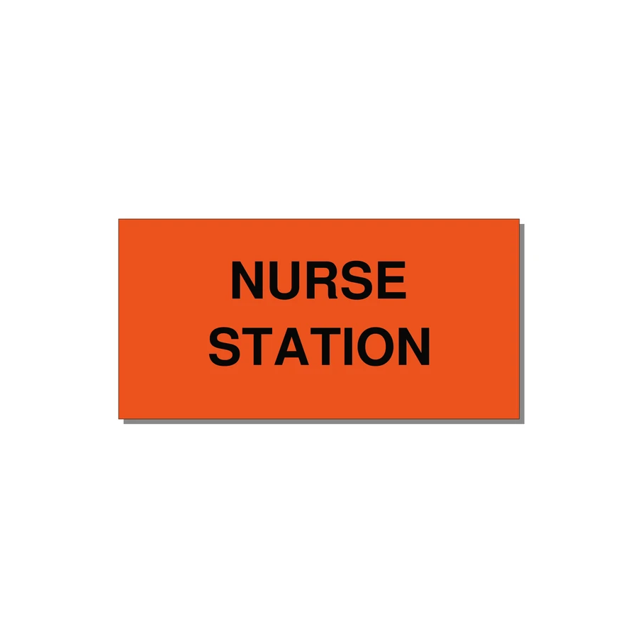 4.0x2.0" Safety Label - NURSE STATION — 4x2" Black on Orange, Adhesive