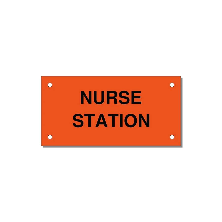 4.0x2.0" Safety Label - NURSE STATION — 4x2" Black on Orange, Holes