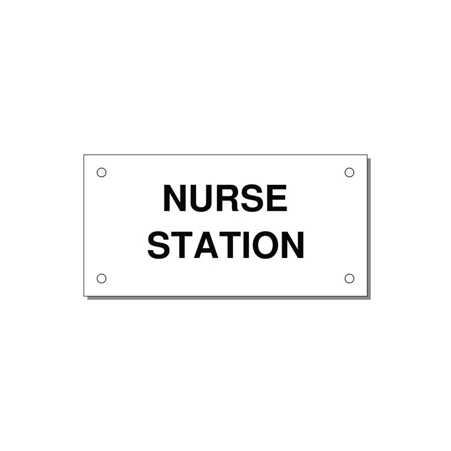 4.0x2.0" Safety Label - NURSE STATION — 4x2" Black on White, Holes
