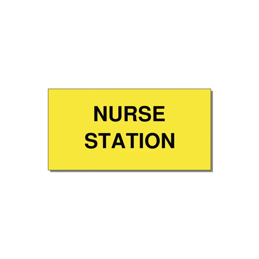 4.0x2.0" Safety Label - NURSE STATION — 4x2" Black on Yellow, Adhesive