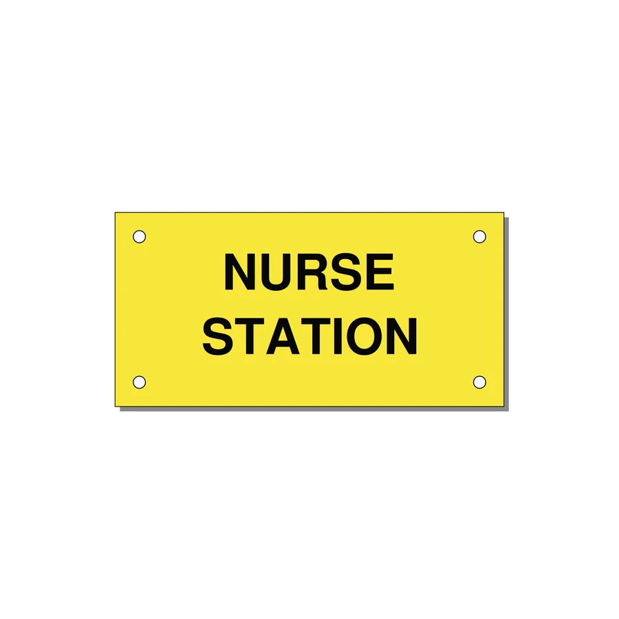4.0x2.0" Safety Label - NURSE STATION — 4x2" Black on Yellow, Holes